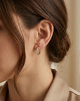 Lab Grown Diamond Huggie Hoop Earrings 14k Gold, 2mm Diamond Trio Hoops
