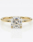 Asscher cut moissanite ring in 14k gold, solitaire engagement ring with square step-cut stone, minimalist gold ring for women, anniversary or promise ring gift