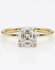 Asscher cut moissanite ring in 14k gold, solitaire engagement ring with square step-cut stone, minimalist gold ring for women, anniversary or promise ring gift