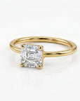 Asscher Cut Moissanite Ring 14k Gold, Solitaire Moissanite Engagement Ring