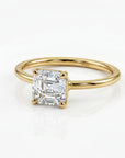 Asscher Cut Moissanite Ring 14k Gold, Solitaire Moissanite Engagement Ring