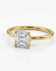Asscher Cut Moissanite Ring 14k Gold, Solitaire Moissanite Engagement Ring