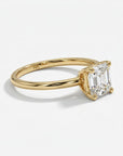 Asscher Cut Moissanite Ring 14k Gold, Solitaire Moissanite Engagement Ring