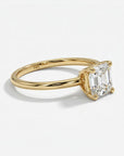 Asscher Cut Moissanite Ring 14k Gold, Solitaire Moissanite Engagement Ring