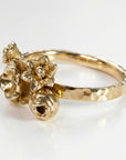 minimal luxury floral ring 14k gold, botanical inspired ring soft organic design for everyday wear