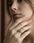 unique floral wedding ring 14k gold, art nouveau leaf design ring elegant handmade jewelry gift