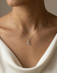 14k White Gold Diamond Crescent Moon Necklace – Hammered Celestial Pendant - Melt'm Jewelry