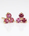 dainty pink tourmaline stud earrings flower shape gemstone cluster jewelry