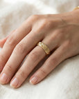 Floral Wedding Band Solid 14k Gold, Thick Wedding Ring