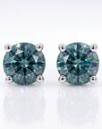 3.5mm teal green Montana sapphire stud earrings in 14k solid gold natural gemstone jewelry