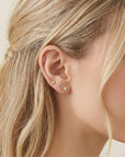14k Solid Gold CZ Bar Flat Back Earrings, Internally Threaded Earrings Studs (SINGLE or PAIR) - Melt'm Jewelry