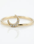 Genuine Diamond Crescent Moon Ring in 14k Gold - Melt'm Jewelry