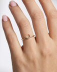 Genuine Diamond Crescent Moon Ring in 14k Gold
