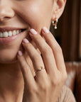 Genuine Diamond Crescent Moon Ring in 14k Gold