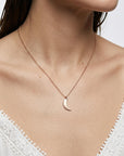 14k Solid Gold Crescent Moon Necklace, Celestial Gold Pendant Necklace, Minimal Moon Jewelry Gift for Her