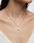 14k Solid Gold Crescent Moon Necklace, Celestial Gold Pendant Necklace, Minimal Moon Jewelry Gift for Her - Melt'm Jewelry