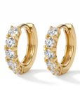 14k solid gold chunky diamond huggie earrings with natural diamonds, 0.5 carat thick gold hoop earrings, fine jewelry gift for her