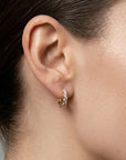 Chunky Diamond Huggie Earrings in 14K Gold