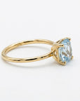 Vintage style aquamarine ring floral basket detail side view