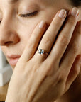 Cushion Cut Aquamarine Ring 14k Gold, Floral Basket Setting Ring