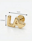 LA with Heart Logo Flat Back Earrings 14k Solid Gold