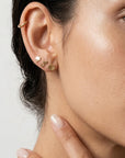 LA with Heart Logo Flat Back Earrings 14k Solid Gold