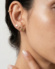 LA with Heart Logo Flat Back Earrings 14k Solid Gold