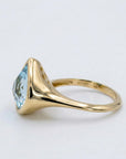 Fancy Cut Aquamarine Bezel Set Ring, Gold Statement Ring