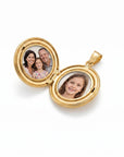 North Star Round Locket Necklace 14k Gold Filled - Photo Locket Pendant