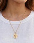 Birth Flower Bouquet Oval Disc Necklace, Combined Family Birth Flower Necklace