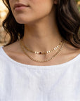 Gold Coin Chain Garnet Necklace, Garnet Choker
