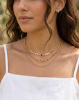 Gold Coin Chain Garnet Necklace, Garnet Choker