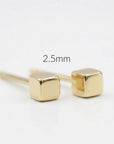 Cube Stud Earrings in 14k Gold