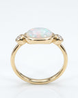 Ethiopian Opal Ring 14k Solid Gold – Diamond & Oval Opal Engagement Ring, Handmade October Birthstone Ring, Anniversary Gift for Her
