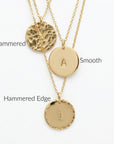 Custom Initial Necklace Gold Filled – Hand Stamped Hammered Coin Necklace, Personalized Mother Gift, Bridesmaid Jewelry - Melt'm Jewelry