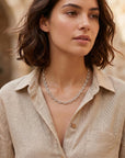 Sterling Silver Puffy Mariner Chain Necklace | Unisex Anchor Link, Modern Everyday Style