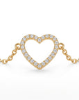 Diamond Heart Bracelet in 14k Gold