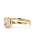 Cushion Cut Rose Quartz Ring 10k Gold, Bezel Set Solitaire Engagement Ring