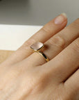 Cushion Cut Rose Quartz Ring 10k Gold, Bezel Set Solitaire Engagement Ring