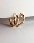 Lab Grown Diamond Huggie Hoop Earrings 14k Gold, 2mm Diamond Trio Hoops