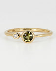 Diamond & Green Tourmaline Ring 14k Gold