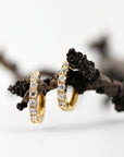 14k Gold Diamond Huggie Hoop Earrings (SINGLE or PAIR) - Melt'm Jewelry