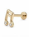 Music Note Flat Back Earrings 14k Solid Gold, Music Lover Stack Earrings - Melt'm Jewelry