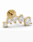 CZ Curved Bar Ear Piercing, Flat Back internally threaded labret studs (SINGLE or PAIR) - Melt'm Jewelry