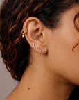 CZ Curved Bar Ear Piercing, Flat Back internally threaded labret studs (SINGLE or PAIR)