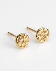 Hammered Gold Stud Earrings, 14k Solid Gold Disc Earrings
