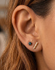 14k Gold Hammered Bar Stud Earrings (SINGLE or PAIR)