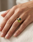 Trillion Green Tourmaline Ring 14k Solid Gold, Bezel Set Tourmaline Ring, October Birthstone Ring, Minimal Gold Ring, Dainty Gemstone Ring - Melt'm Jewelry