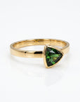 Trillion Green Tourmaline Ring 14k Solid Gold, Bezel Set Tourmaline Ring, October Birthstone Ring, Minimal Gold Ring, Dainty Gemstone Ring
