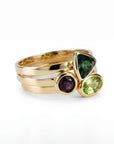 Trillion Green Tourmaline Ring 14k Solid Gold, Bezel Set Tourmaline Ring, October Birthstone Ring, Minimal Gold Ring, Dainty Gemstone Ring - Melt'm Jewelry